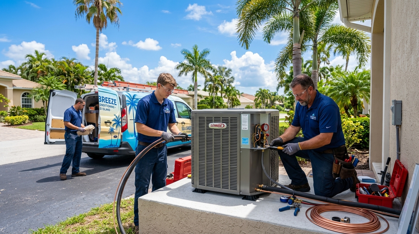 heat pump services Marco Island FL professional service technician inspection image 3