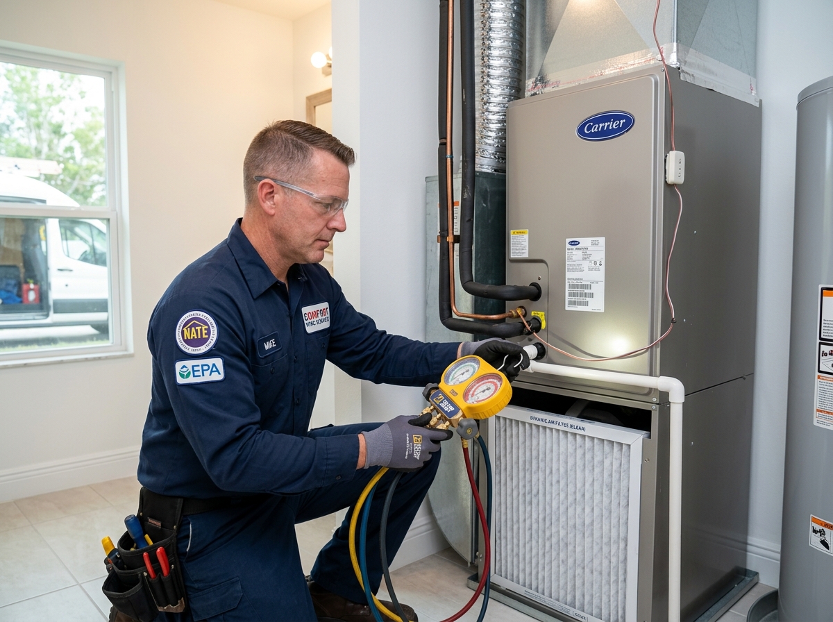 heat pump services Marco Island FL professional service technician inspection image 2